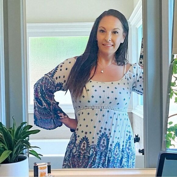 Altar'd State Cream Ruffled Tiered Sundress Sz M - Picture 6 of 10